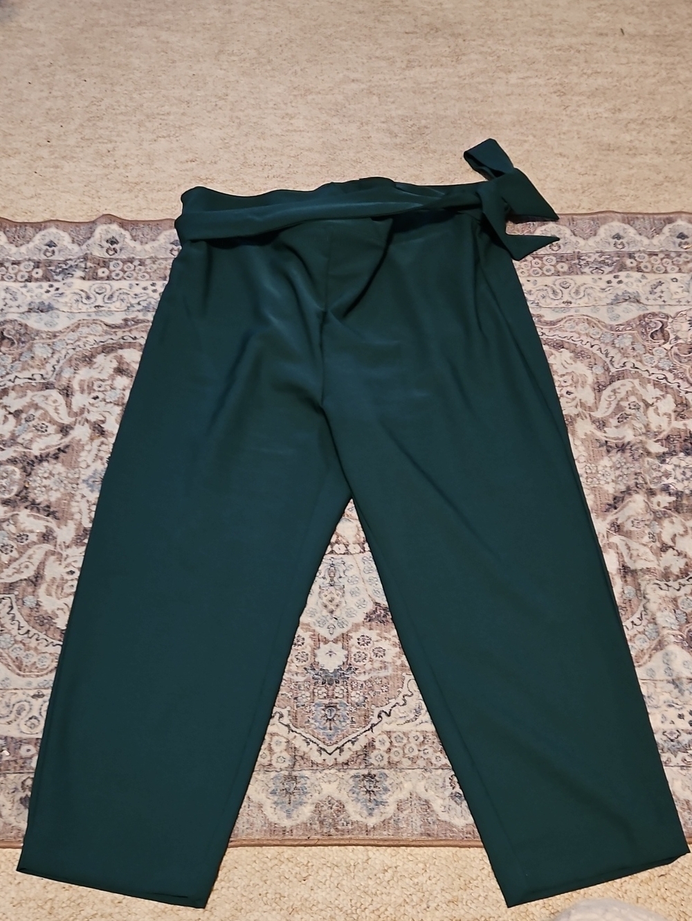 torrid Emerald Green High-Waist Wide-Leg Cropped Pants with Tie Waist